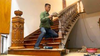 Mr Van Project Of Making Wooden Stairs // Constructing Beautiful Curved Wooden Staircase Handrails