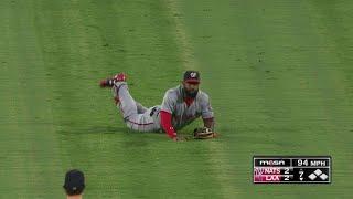 WSH@LAA: Goodwin dives to rob Trout of a hit