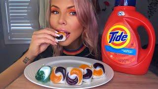 ASMR EATING EDIBLE JELLO TIDE PODS *PRANK FOOD* MOST ODDLY SATISFYING EATING SOUNDS, MUKBANG 먹방