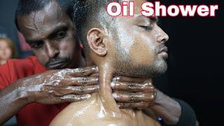 ASMR Heavy Oil Shower Massage | Strong Wrist Barber Crunchy Neck Cracking Oil Massage ASMR