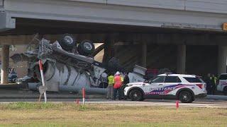 1 dead, 1 critically hurt when cement truck goes over side of Beltway 8 in crash, Pct. 4 says