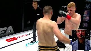 Commentator booth:  Daniel Austin reacting to Denis Cvasnitchi vs Catalin Anton .