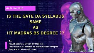 IIT Madras BS Data Science for GATE DA | GATE Data Science & AI  2025| #iitmadras #gateda