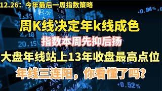 今年最后五個交易日，周k線決定年k線成色，年線站上13年收盤高點