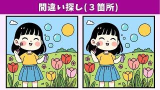 【間違い探し】３個所の違いを見つけ出せる！？いつでもどこでも気軽に楽しめる脳トレ・アハ体験動画！【クイズ】