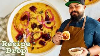 Summery Heirloom Tomato & Nectarine Gazpacho with Cheesy Flatbreads | Recipe Drop | Food52