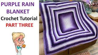 CROCHET Purple Rain Blanket Part 3 Tutorial - Finishing the Blanket  #lionbrand