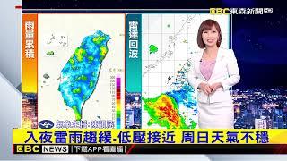 【韻涵氣象】入夜雷雨趨緩 低壓接近 周日天氣不穩@newsebc