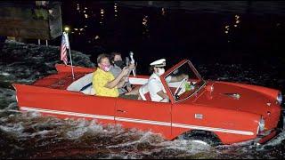 We do Donuts on the Amphicar Tour at Night on Lake Buena Vista at the Boathouse Disney Springs