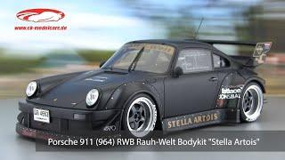 ck-modelcars-video: Porsche 911 (964) RWB Rauh-Welt Bodykit Stella Artois 2010 schwarz GT-Spirit