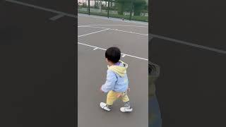 17 month baby playing basketball 