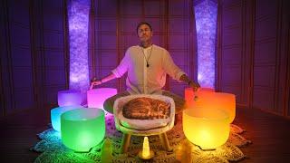 Bedtime Chakra Cleansing Sound Bath for Sleep Preparation  |  Crystal Singing Bowls Music