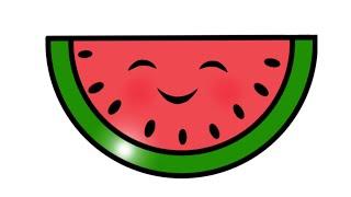 نقاشی آسان هندوانه برای کودکان- kids watermelon easy drawing