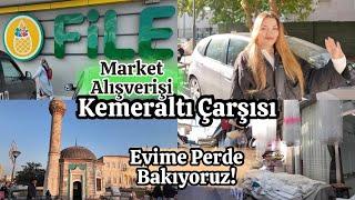 FİLE MARKET ALIŞVERİŞİ | İzmir ~ Kemeraltı Çarşısı | Evime Perde Bakıyoruz 