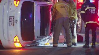 2 Trapped in Overturned Vehicle After Pomona Traffic Collision