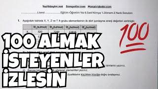 9.Sınıf Kimya 1.Dönem 2.Yazılı