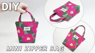 [DIY] Mini Zipper Bag | Handle Tote Bag  How to make Cute Bag