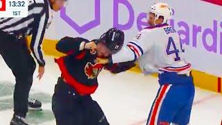 Connor Brown Zack MacEwen Fight | Ottawa Senators vs Edmonton Oilers 2024 NHL Highlights