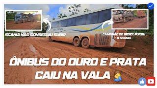 ÔNIBUS DO OURO E PRATA CAIU NA VALA E SCANIA NÃO CONSEGUIU SUBIR ‍️