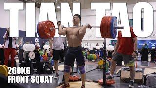 Tian Tao 260kg HEAVY front squat session | 2023 WWC in Riyadh