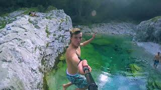 Insane Cliff Jumping Arzino River | PEOPLE ARE AWESOME