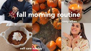 fall morning routine️pumpkin baked oats, self care sunday, cozy aesthetic