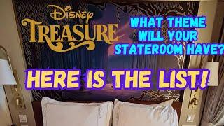 Disney Treasure | What Theme Will Your Stateroom Have? Here Is THE LIST! | DCL | Disney Cruise