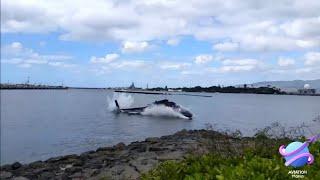 Helicopter landing gone wrong!Landing on water. Aviation mania