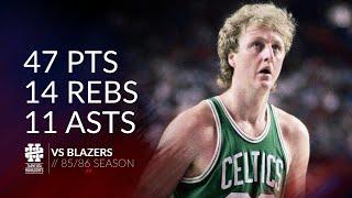 Larry Bird 47 pts 14 rebs 11 asts vs Blazers 85/86 season