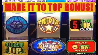 5x Top Jackpot Bonus on Double Diamond CASH UP! Triple Stars + Double Blazing 777 slot play!