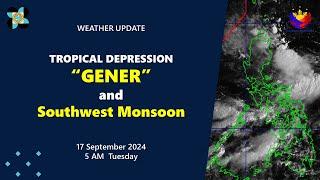 Press Briefing: Tropical Depression #GenerPH 5 AM Update September 17, 2024 - Tuesday