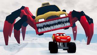 Epic escape from the Lightning McQueen Eater, Taxi Eater, Mater Eater |BeamNG.Drive