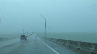 REAL FOOTAGE Driving Heavy RAIN Highway, Ocean View Thunderstorm for SLEEP, STUDY, and HOMEWORK