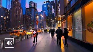 New York Night Walk  Relaxing Sounds of Manhattan - 4k Travel Walking Tour