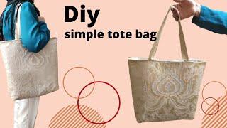 diy tote bag tutorial+easy to sew+sewing pattern free (sewing for beginners)