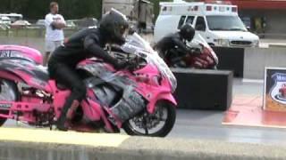 200 mph motorcycle: Pink turbo Hayabusa pro street AMA dragbike