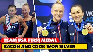 Sarah Bacon and Kassidy Cook won silver - Team USA's first medal at the Paris Olympics