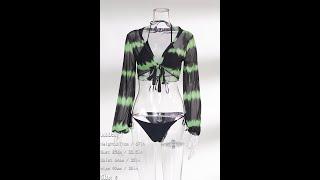 Girlmerry New  self-tie triangle sexy two-piece bikini with tie dye cover-ups Wholesale BA005869