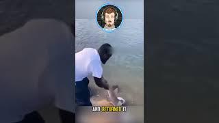 Man Returns Stranded Baby Shark to Sea #shorts  #story #heartwarming #viral