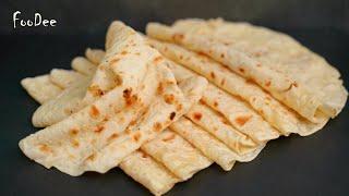 Flour + hot water! Thin tortillas in a frying pan!