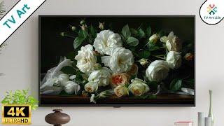 Still Life Roses Floral 4k Art for Your TV - 24 Antique Paintings for Interior TV Art - 12 Hrs 4K