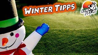 Rasenpflege WINTER Tipps. Was ist jetzt noch zu tun, damit der Rasen gut durch den Winter kommt?