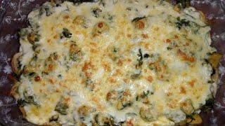 Spinach  and potato  gratin with chicken 