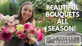 Seasonal Bouquet Recipes to make Succession Planting EASY! Growing Cut Flowers for Profit