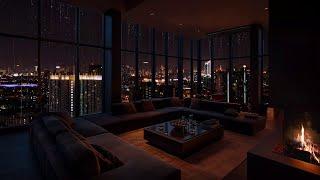 City Nights: Relax to the Sounds of Rain and a Crackling Fireplace ️