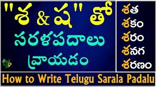 How to write 'శ,ష' Sarala padalu |Telugu varnamala | Hallulatho sarala padalu | Telugu words with ya