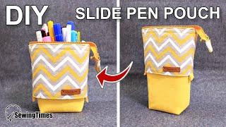 DIY SLIDE PEN POUCH 필통만들기 | Stand pencil case sewing tutorial | fun&easy zipper pouch [sewingtimes]