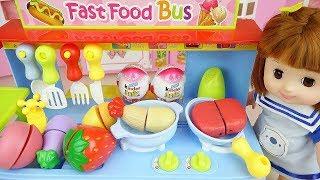 Baby doll Kitchen food bus toys and baby Doli play