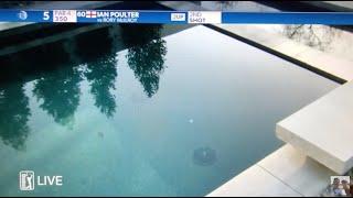 Rory McIlroy’s ball lands in someone’s pool...