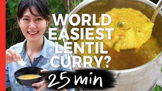 EASY Vegan Lentil Curry Recipe - 25 Minutes + 3 Steps! (Kari Dal Roti Canai)